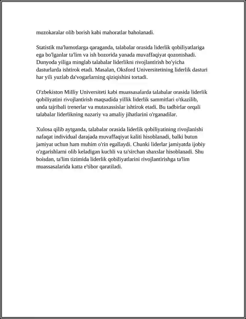 TALABALAR ORASIDA LIDERLIK QOBILIYATI 4