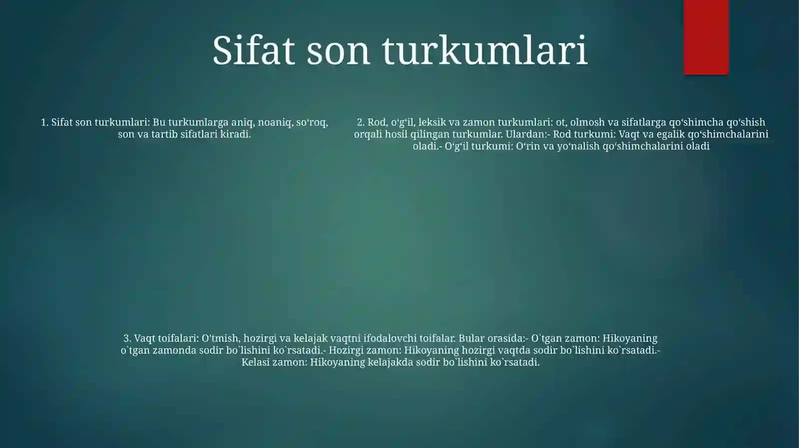 Turk tilidagi fe’l zamon turkumlari 4