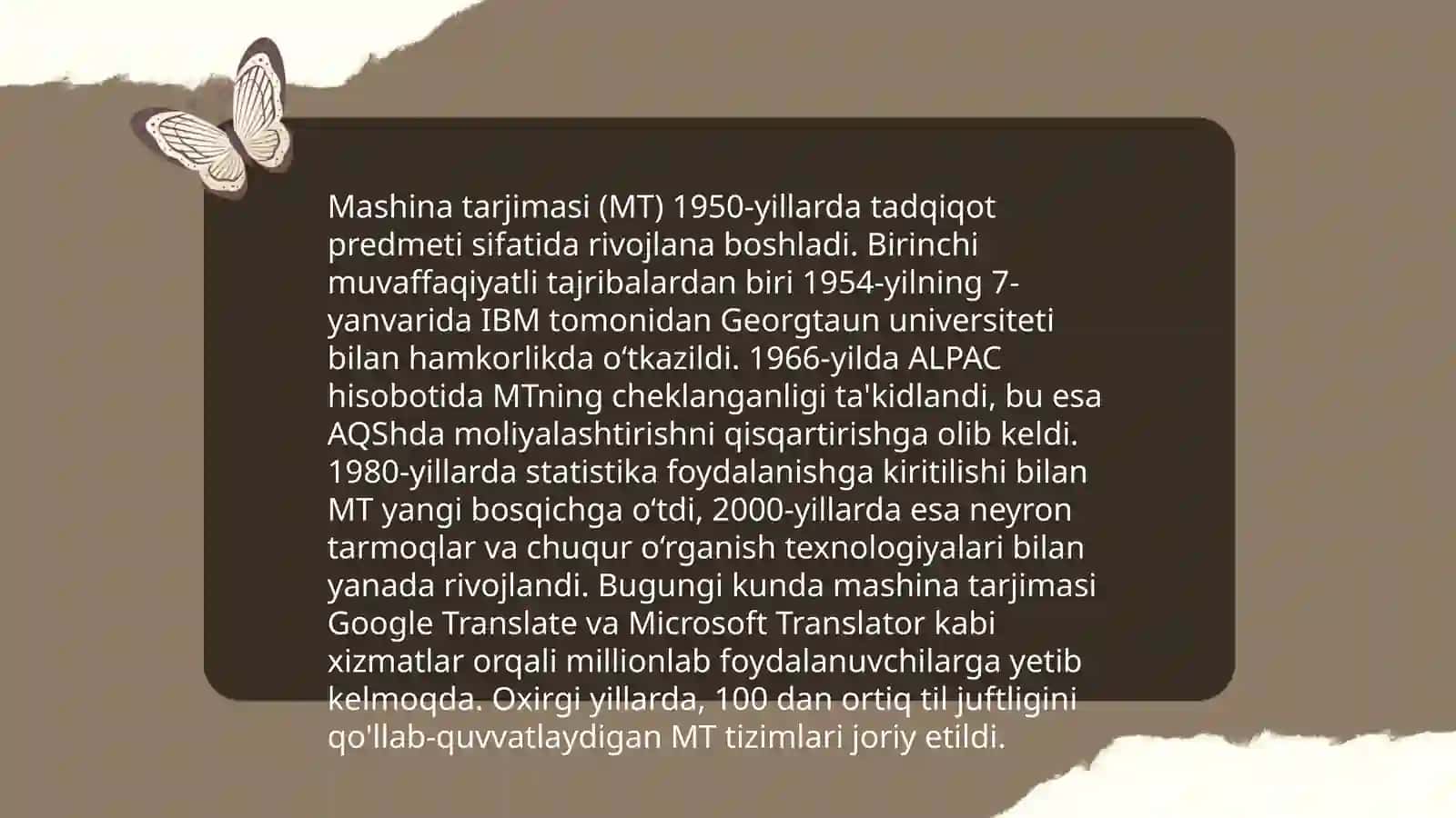 Avtomatik tarjima nazariyasi(kompyuter lingvistikasi fanidan) 4