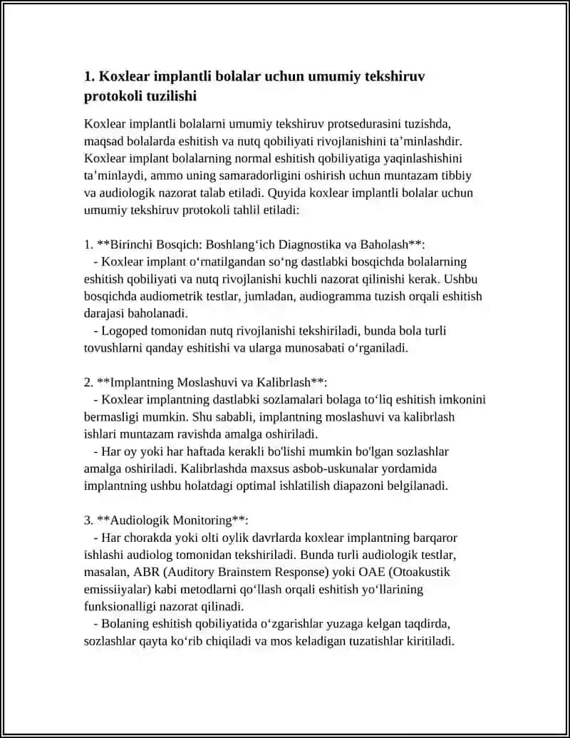 KOXLEAR IMPLANTLI BOLALARNI TEKSHIRISH METODIKASI 4