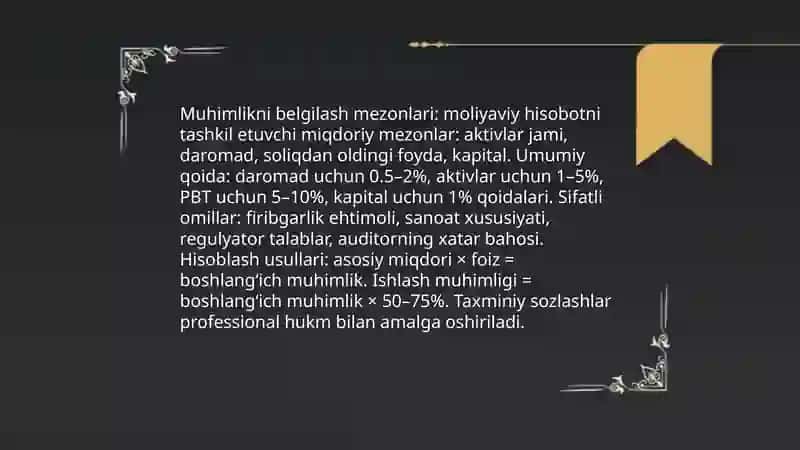 Moliyaviy hisobot auditida muhimlik va risk 4