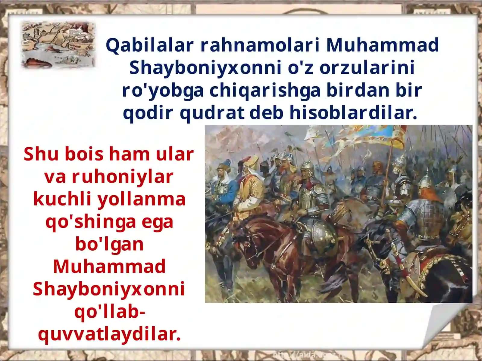 Movarounnahrda Shayboniylar sulolasi hokimiyati 4