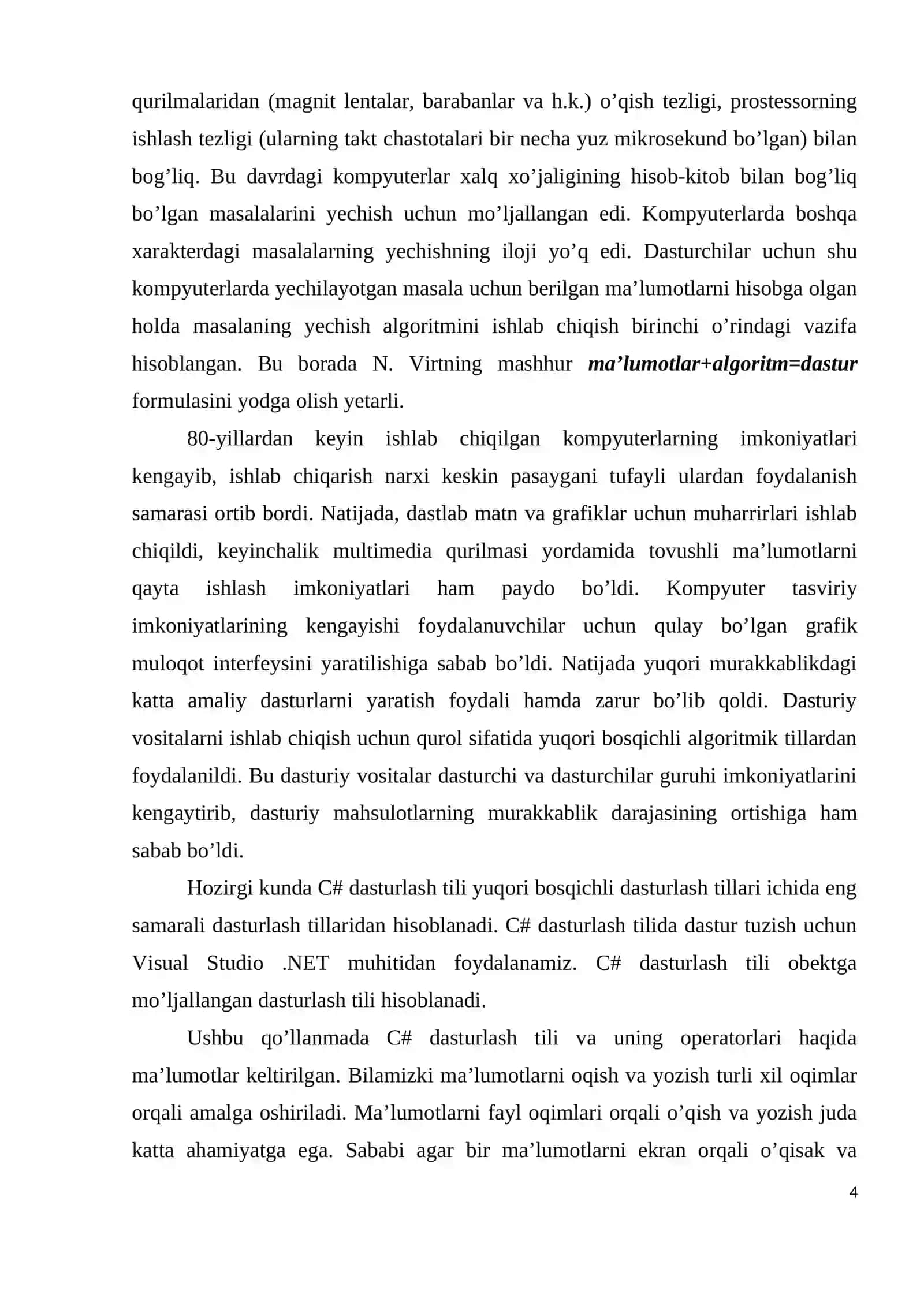 Dasturlash asoslari kurs ishi 4