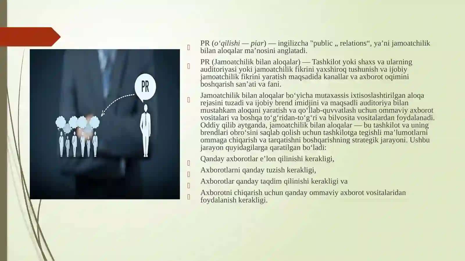 Jamoatchilik bilan aloqalarni o'rganish 4
