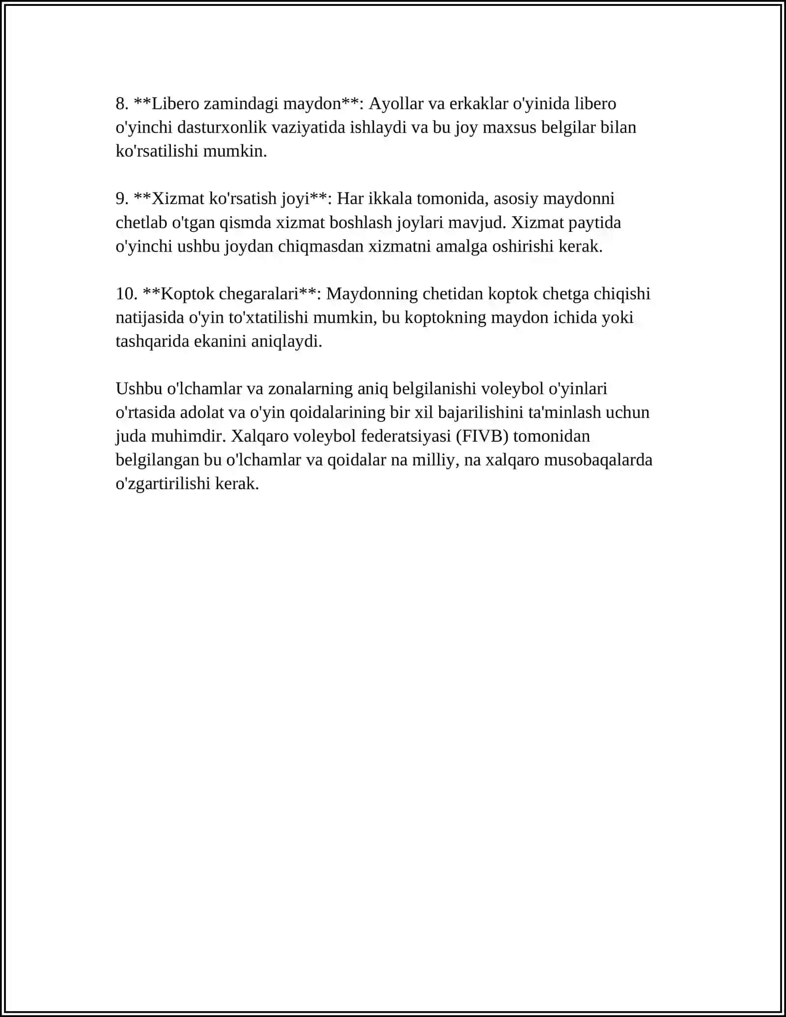 SPORT O'YINLARI VOLEYBOL O'YIN QOYDALARI 4