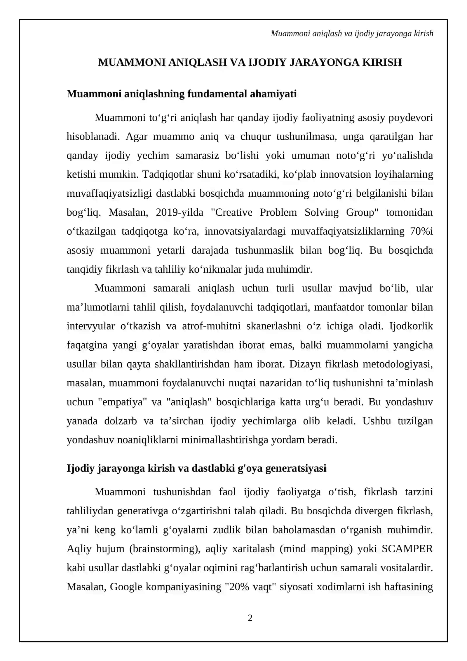 Faoliyatdagi kreativlik bosqichlari 4