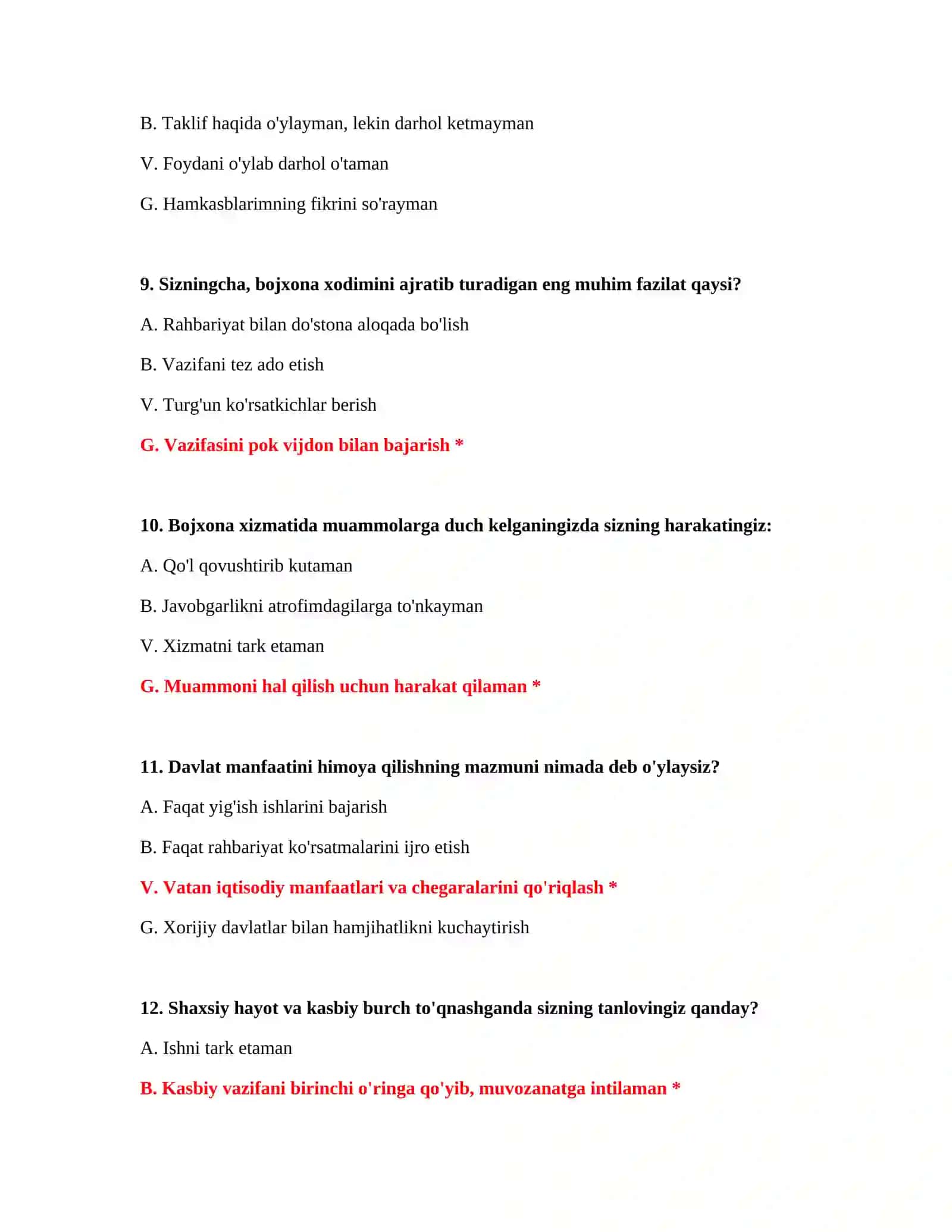 Bojxona testlari to‘liq 4