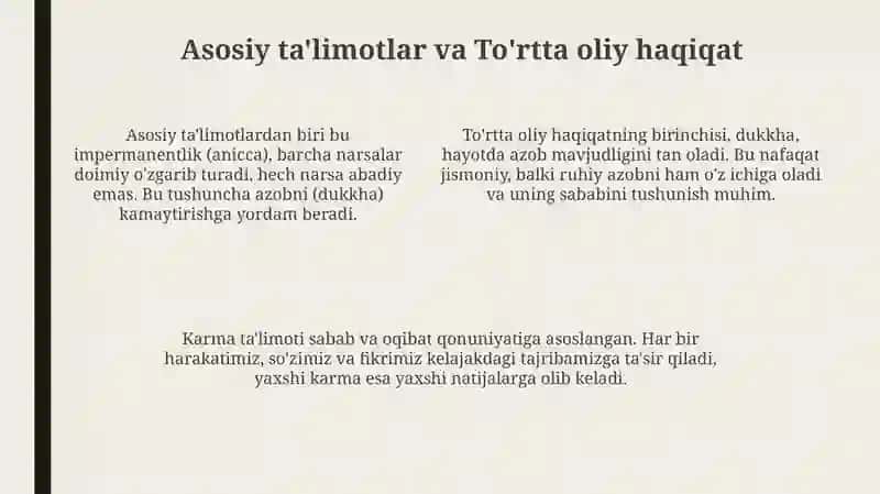 Buddhizmning tarixi va asosiy ta'limotlari 4