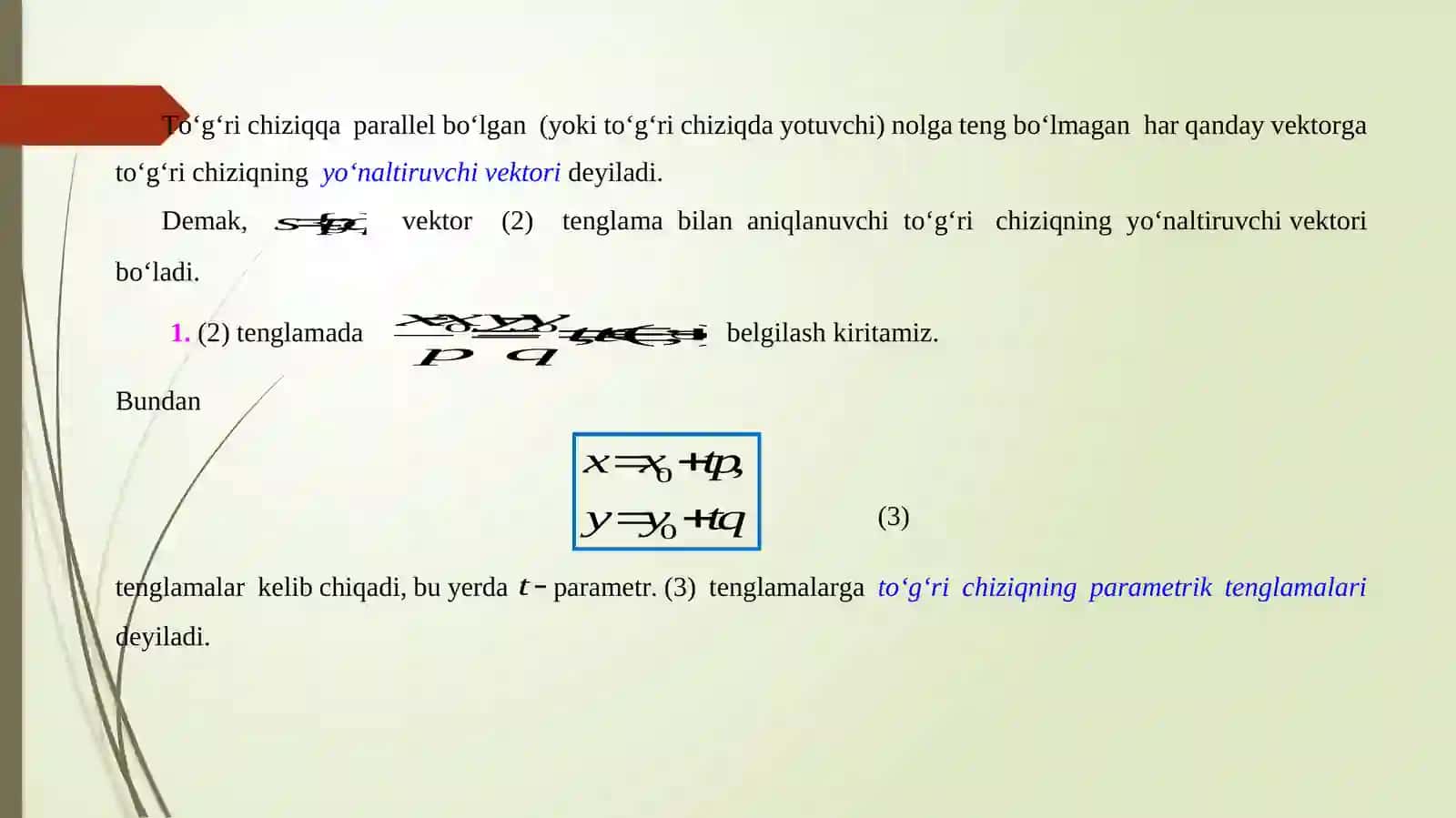 To‘g‘ri chiziqlarning parallellik va perpendikulyarlik shartlari 4