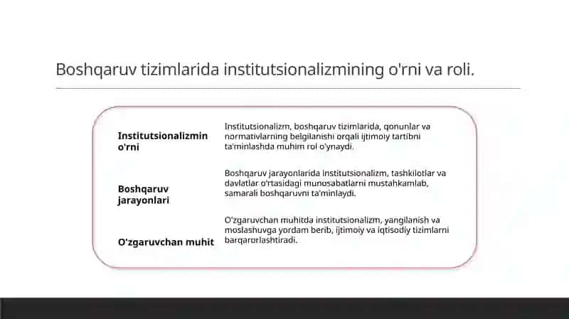 Institutsionalizmning asosiy tamoyillari 4