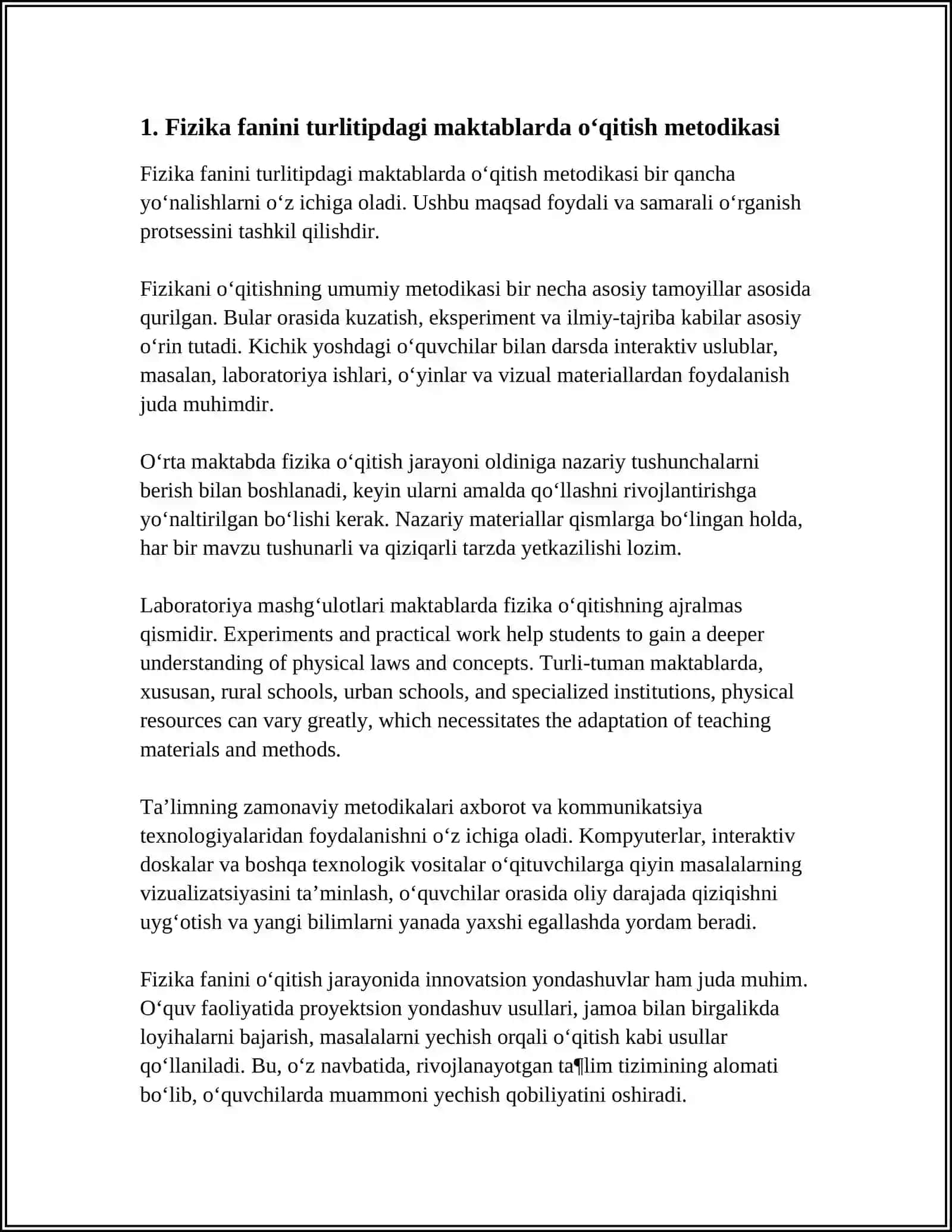 FIZIKA OʻQITISHNING OʻZIGA XOS XUSUSIYATLARI 4
