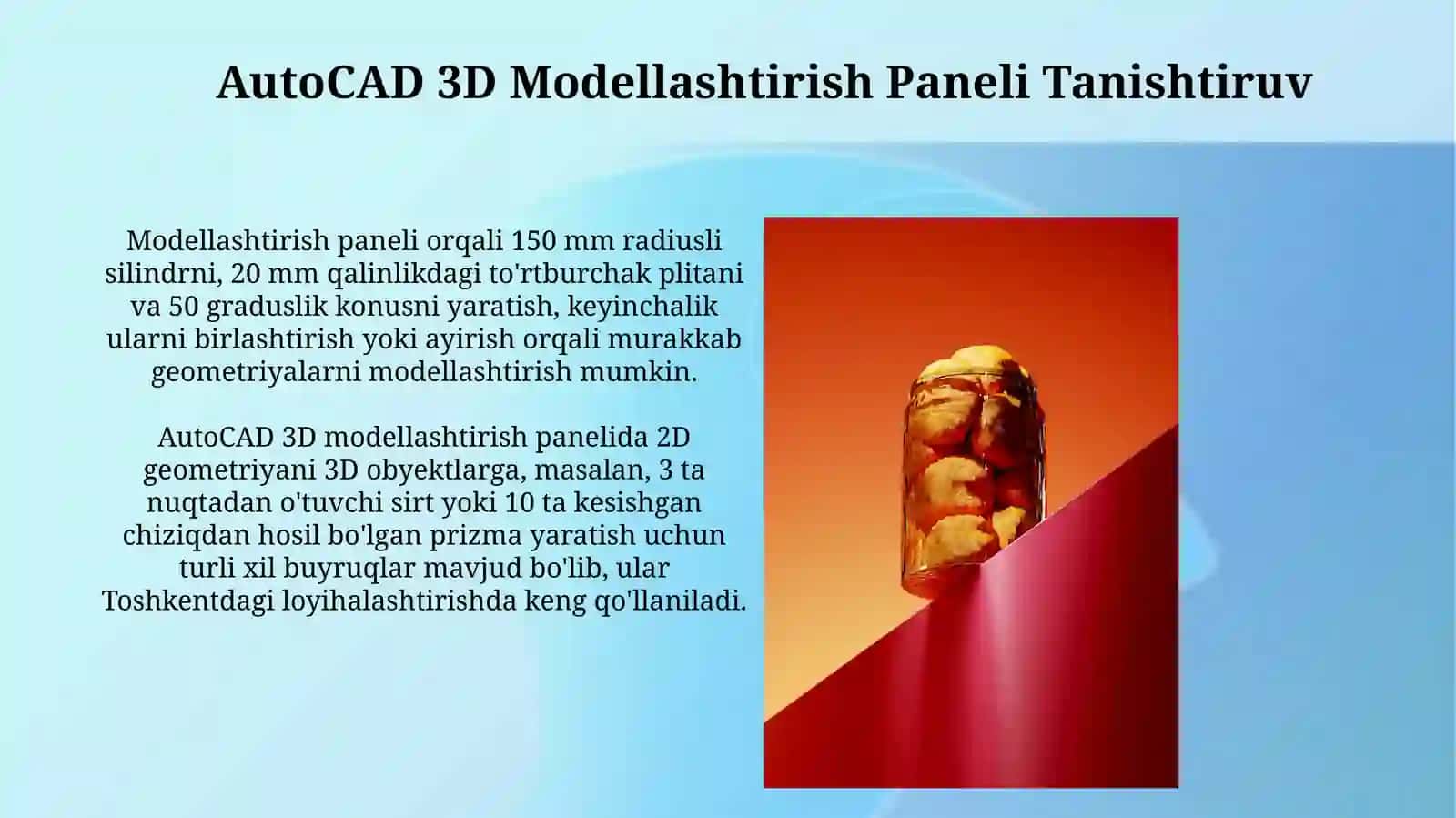 AutoCAD 3D Modellashtirish Paneli 4