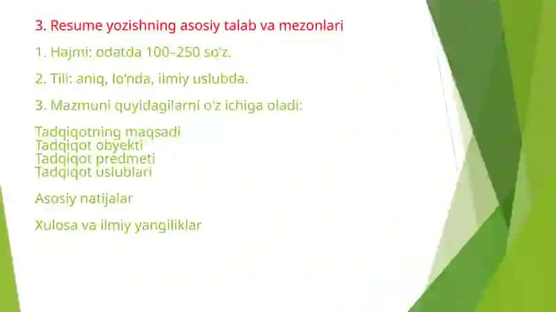 ilmiy maqolaga resume yozish 4