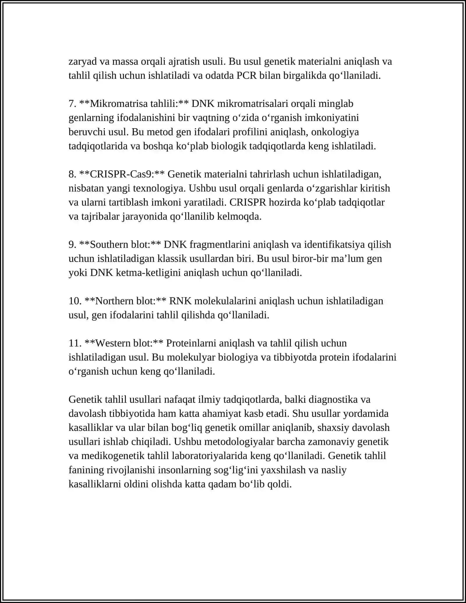 MUSTAQIL ISH - TIBBIY GENETIKA. IRSIY KASALIKLAR 4