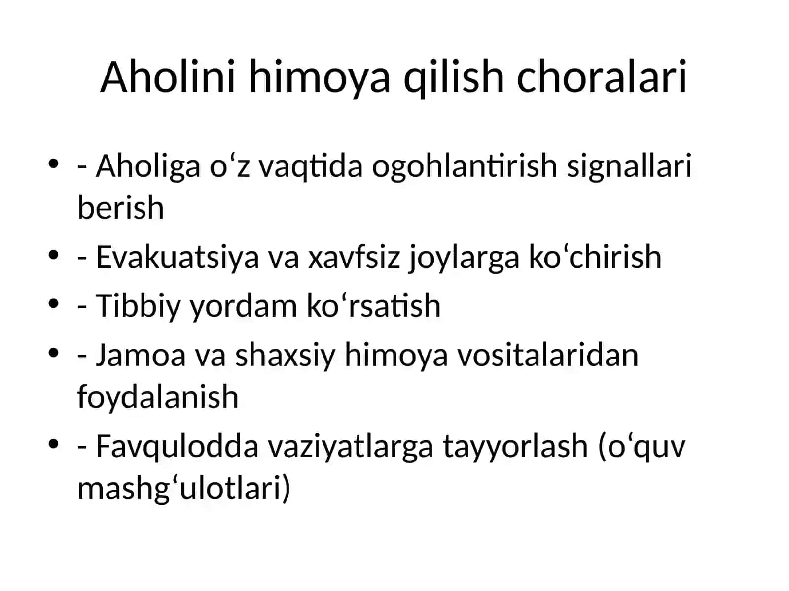 Favqulodda vaziyatda aholini muhofaza qilish 4