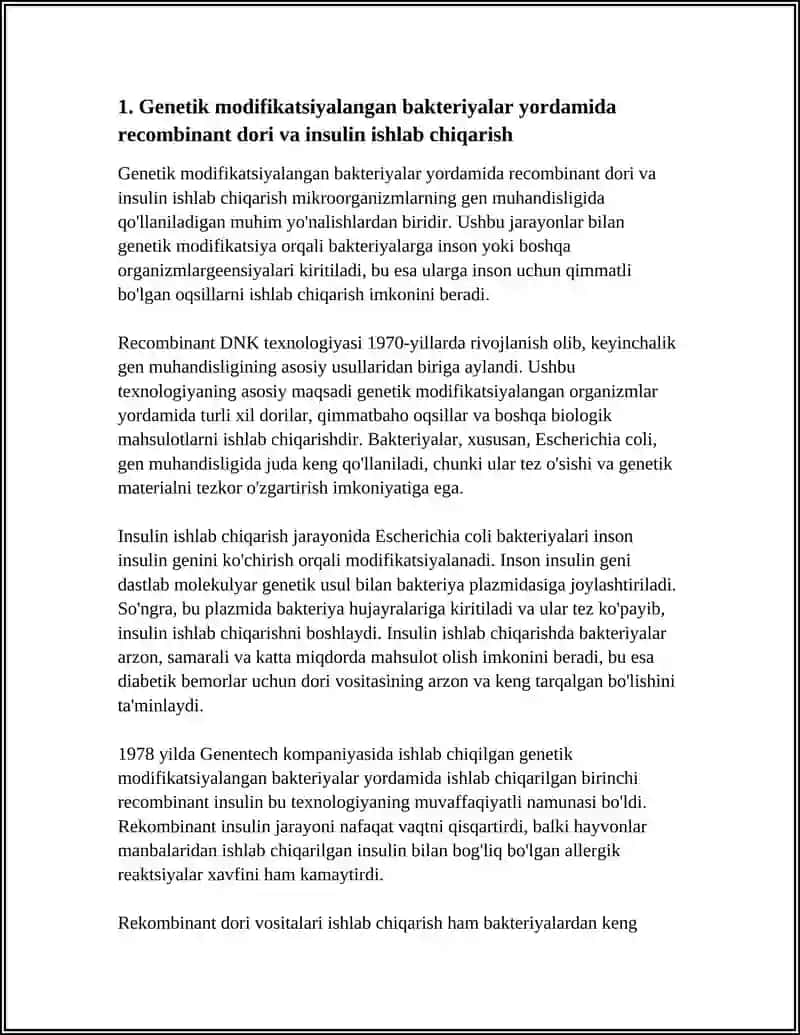 MIKROORGANIZMLARNING GEN MUHANDISLIGIDA QO'L 4