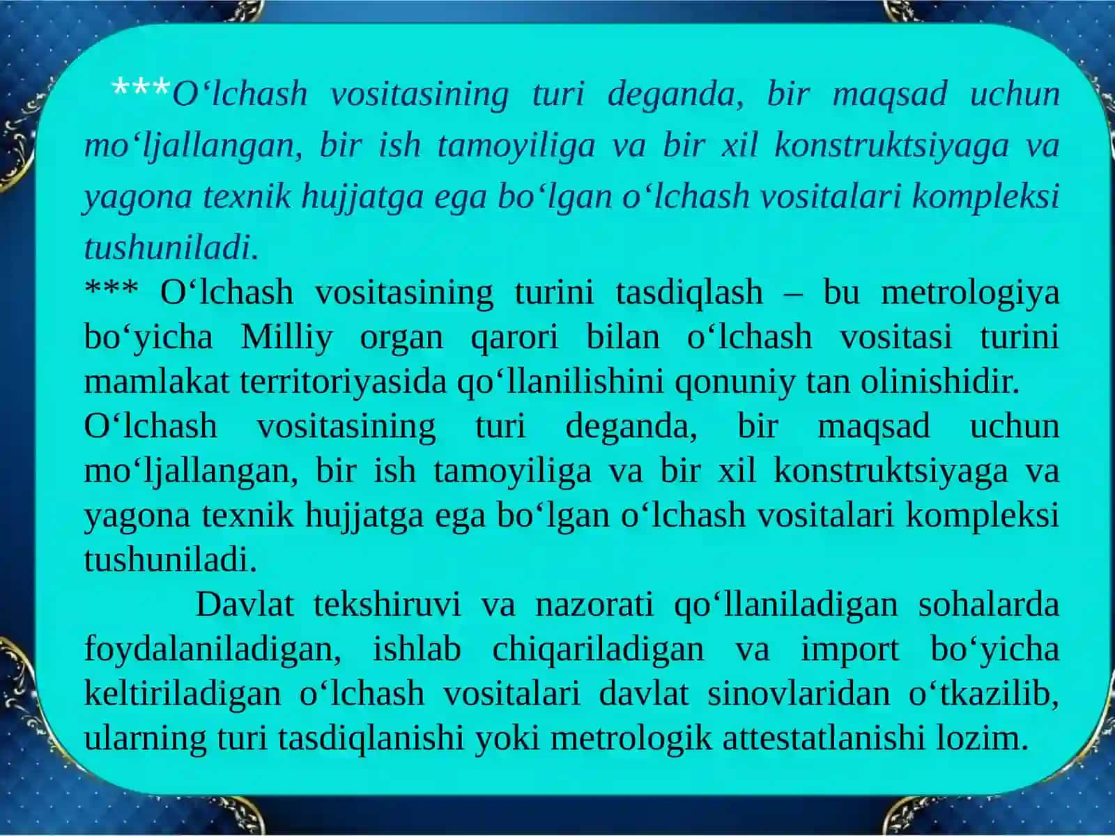 O'LCHASH VOSITALARINING METROLOGIK TADBIRLARGA TORTILISHI 4