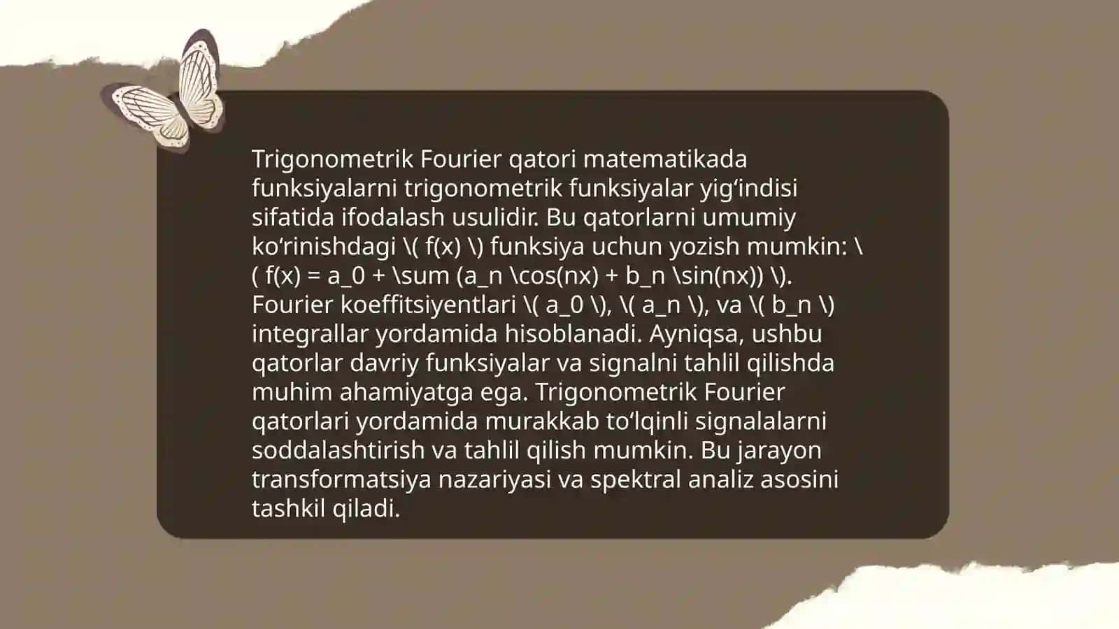 Fourier qatori va uning tadbiqlari 4