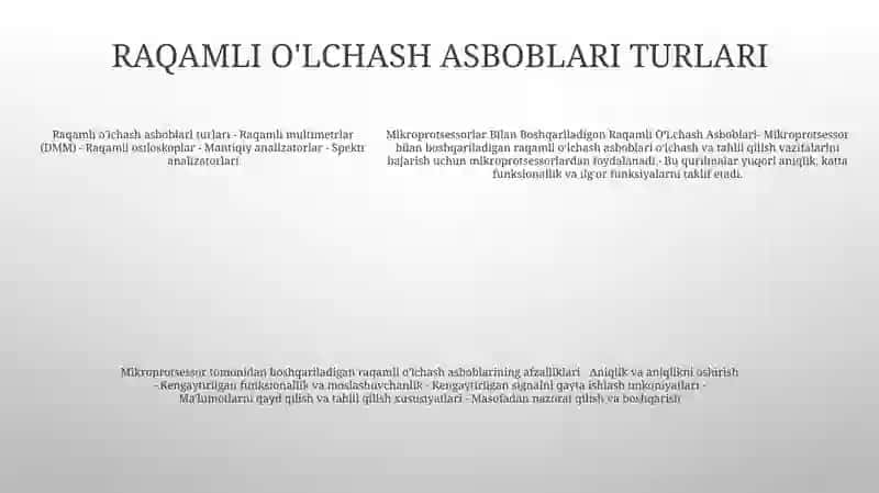 Mikroprosesorlar Bilan Boshqariladigon Raqamli O‘Lchash Asboblari 4
