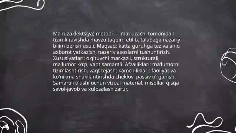 Anʼanaviy ta'lim metodlari 4