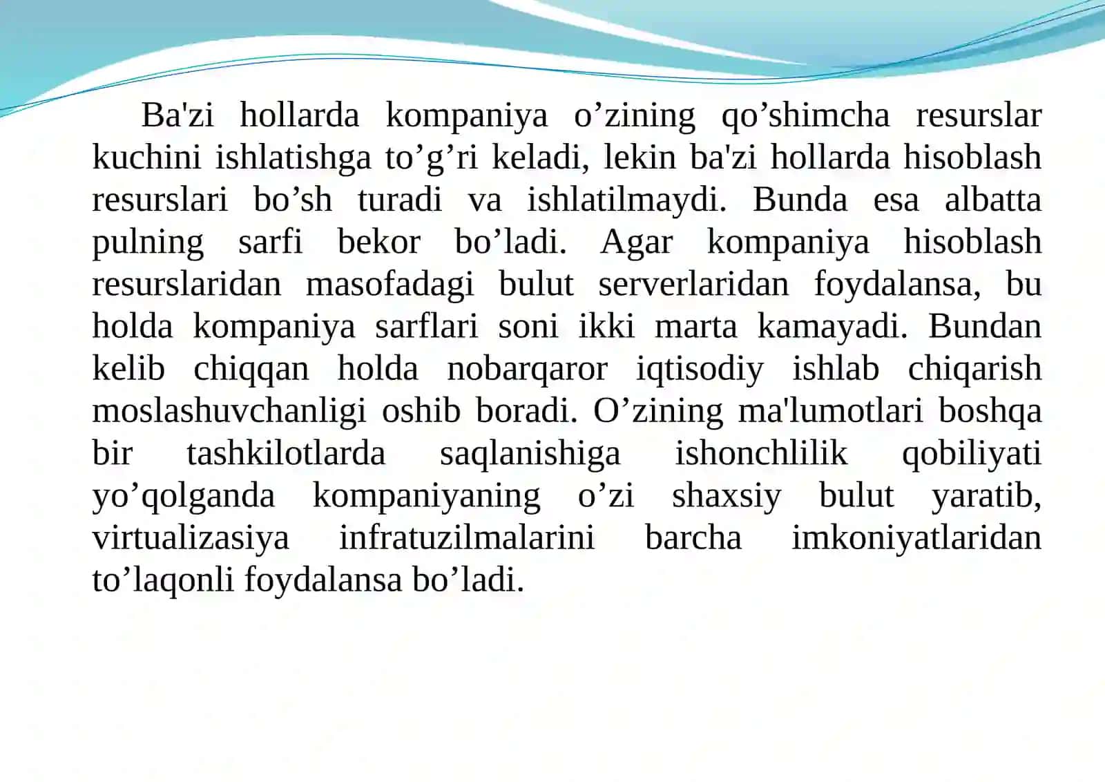 Ma’lumotlar va bulutdagi ma’lumotlar bazasini tarmoqda saqlash 4