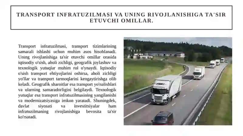 Transport tizimlarining tasnifi. 4