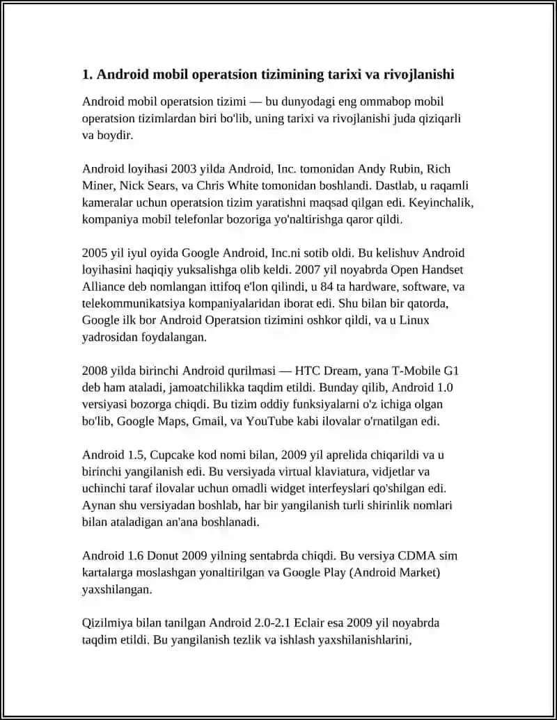 ANDROID MOBIL OPERATSION TIZIMI 4