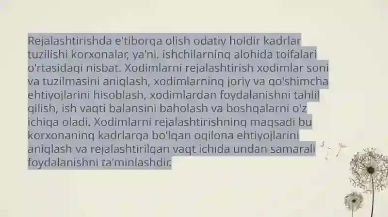 Xodimlarga bo’lgan talabni rejalashtirish 4