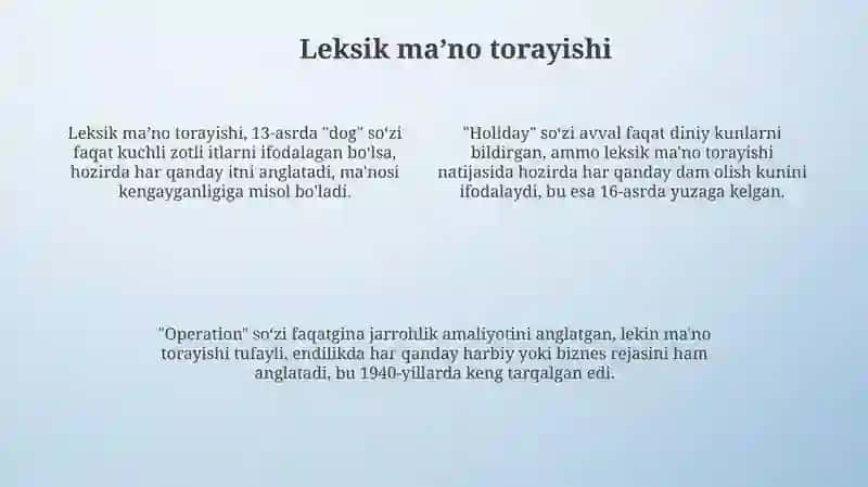 Leksik maʼno kengayishi va torayishi 4