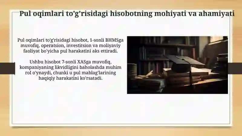BHXS (IAS) 7 va BHMS №9 — “Puloqimlarito‘g‘risidagihisobot” 4