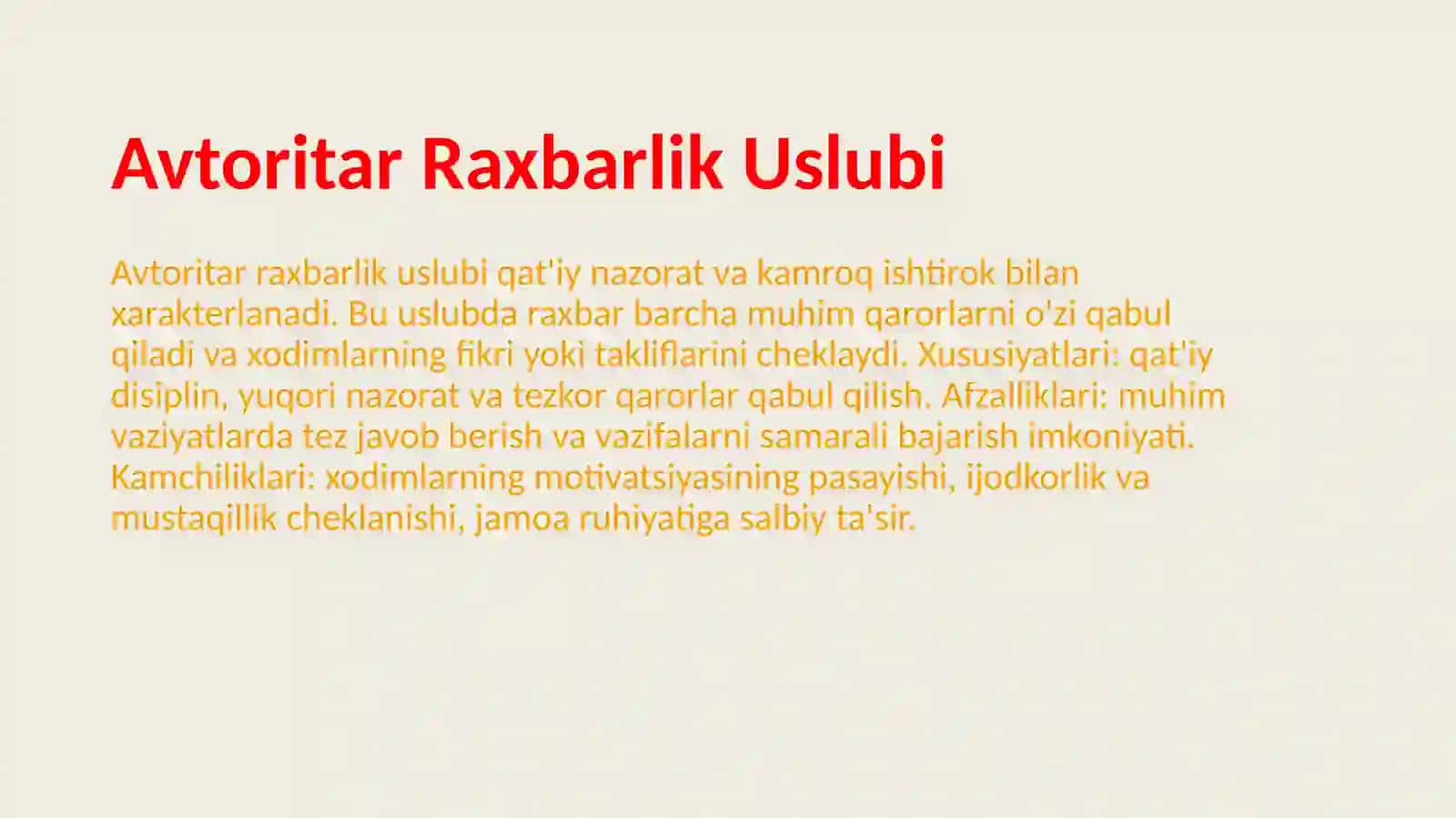 Raxbarlik Uslublari 4