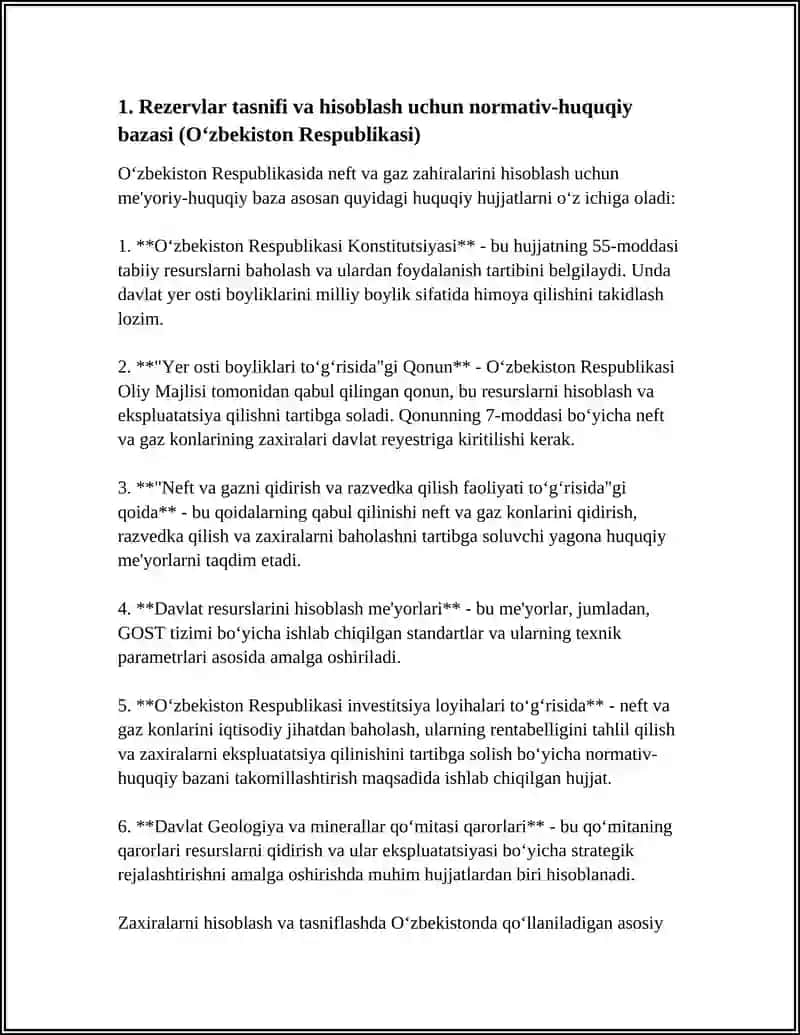 O‘zbekiston Respublikasida Neft va Gaz Zahiralarini Hisoblash 4