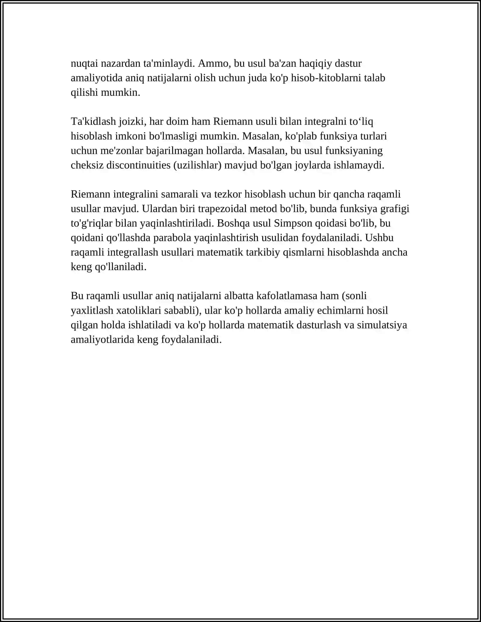 ANIQ INTEGRALNI TAQRIBIY HISOBLASH FORMULALARI 4