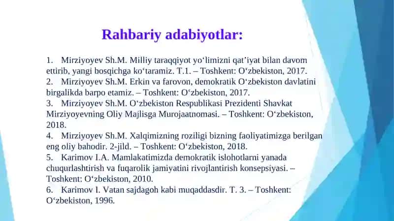 Ma’ruza mashg’uloti rejasi 4