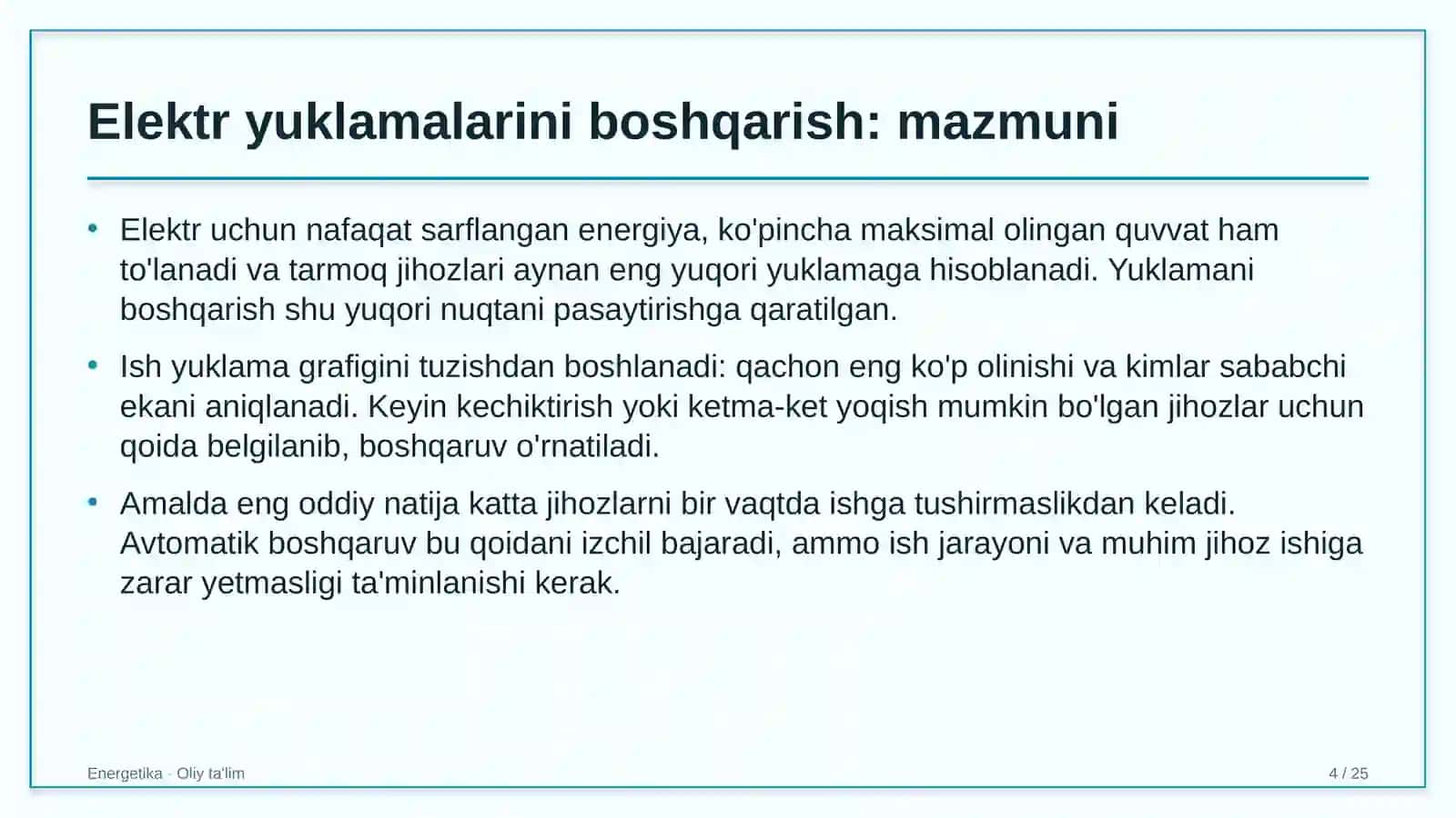 Kollejlarda elektr yuklamalarini boshqarish 4