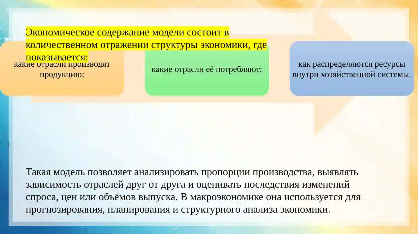 Модель В. Леонтьева «затраты–выпуск» 4