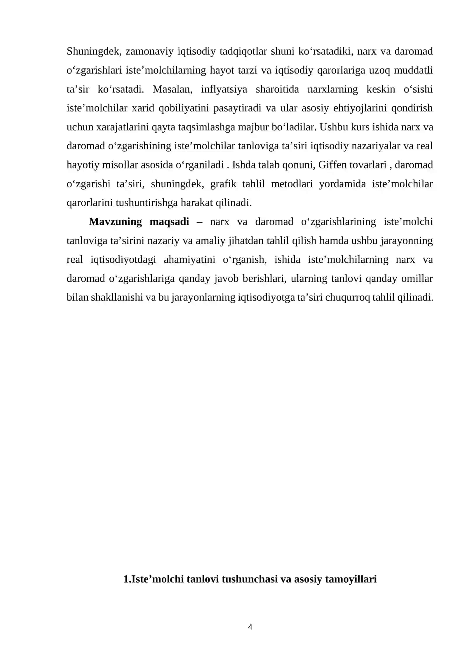 Narx va daromadlar o‘zgarishing iste’molchi tanloviga ta’siri 4