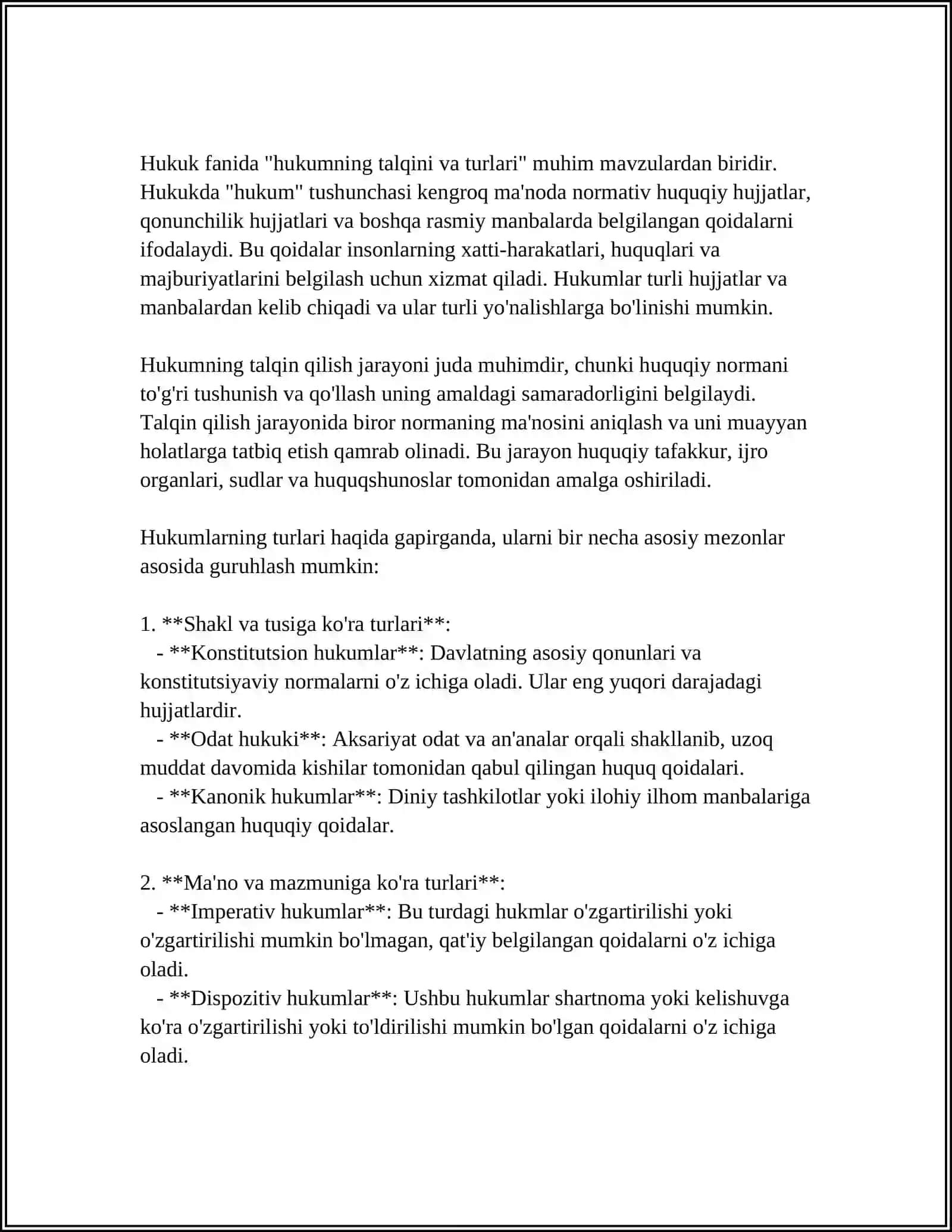 TUSHUNCHA HUKM VA XULOSA CHIQARISH 4
