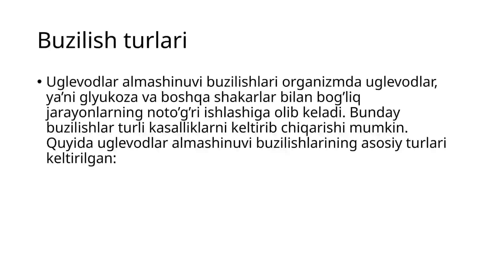 uglevodlar almashinuvi boshqarilishi buzilishi 4