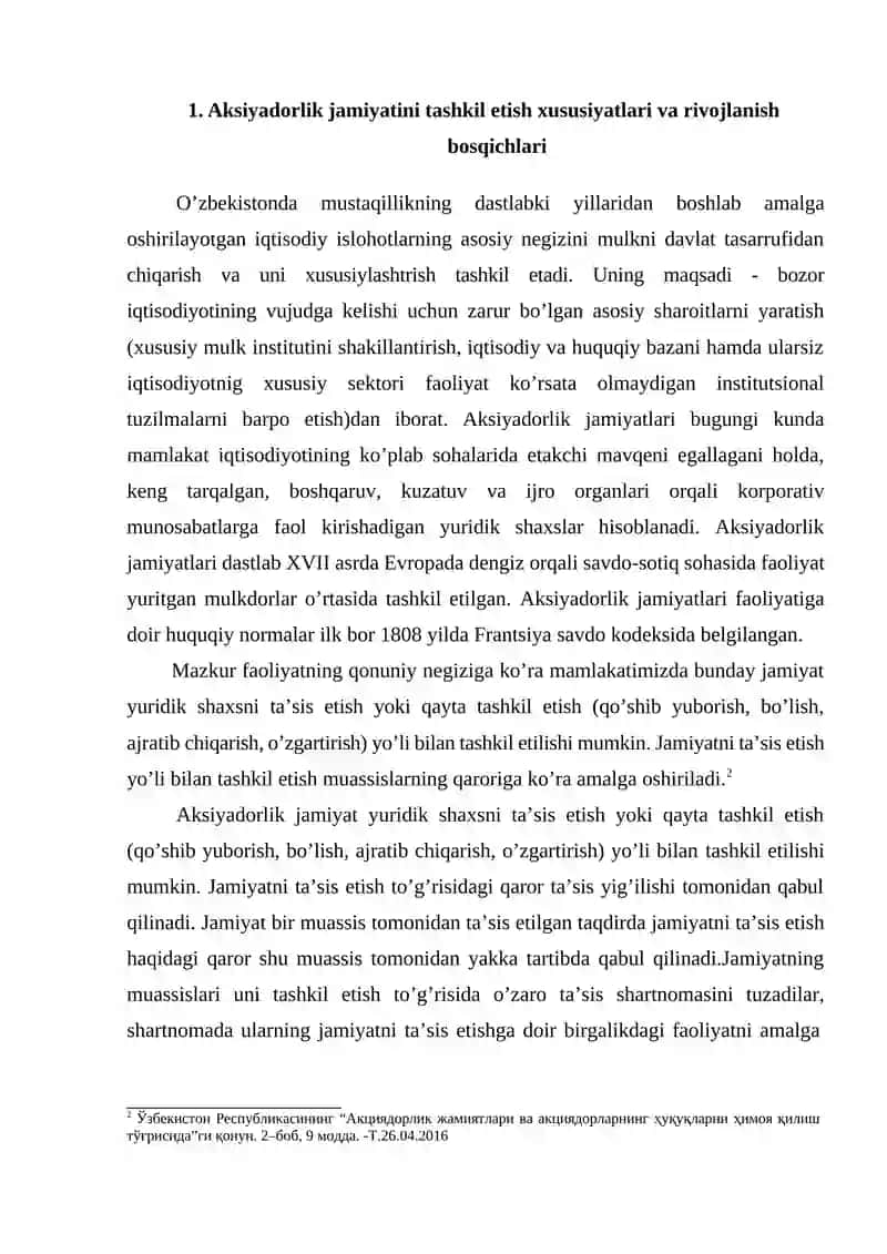 Aksiyadorlik jamiyatlarida moliyaviy menejmentni tashkil etishning o‘ziga xos xususiyatlari 4