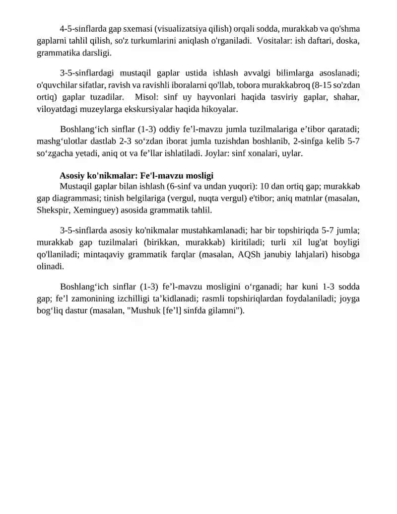 Gap ustida ishlashga oid mustaqil ishlar 4