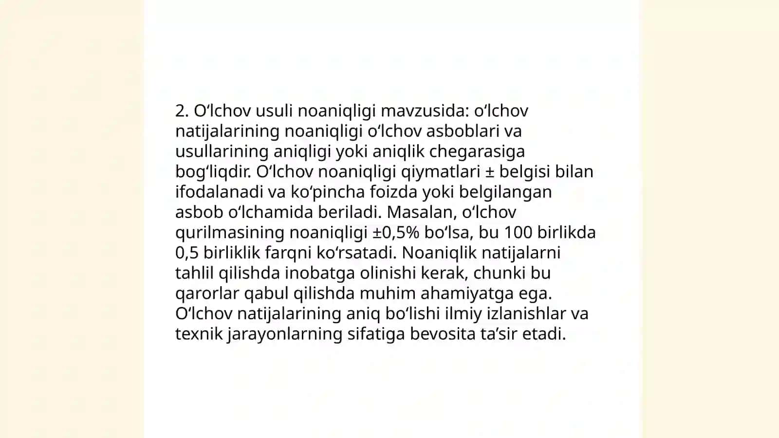 Oʻlchov noaniqligini baholash 4