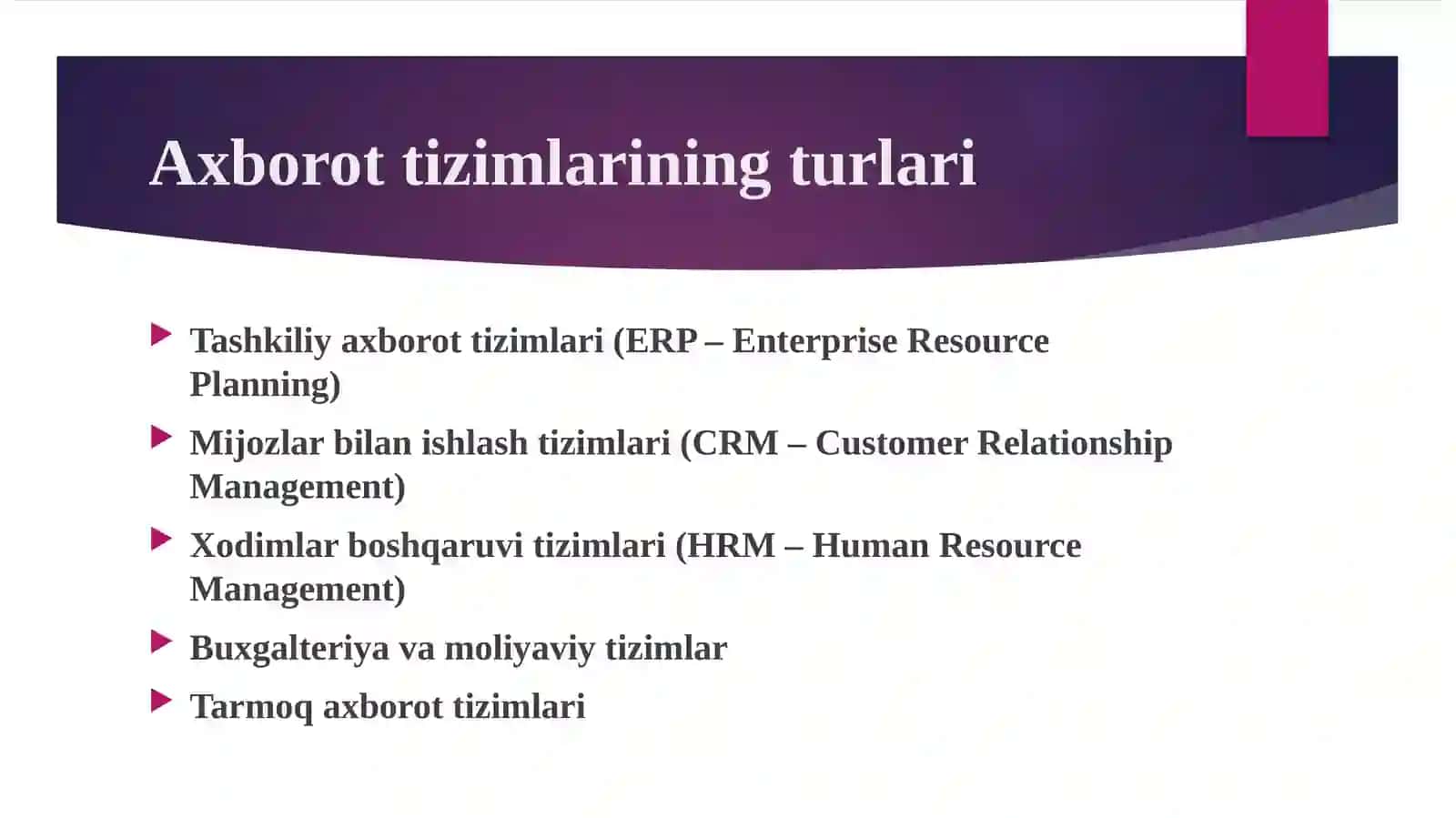 Axborot tizimlarining turlari 4