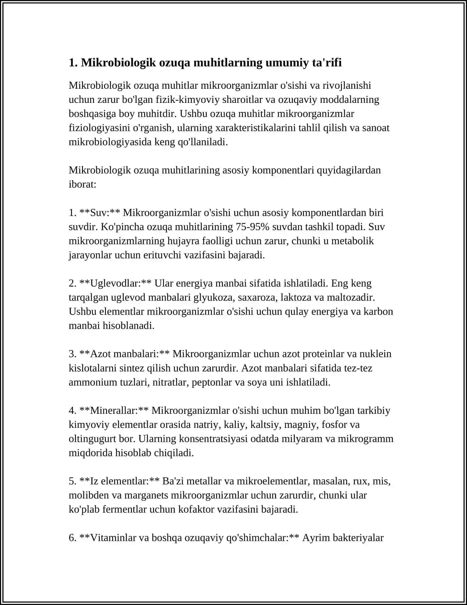 Mikrobiologik ozuqa muhitlarning umumiy ta'rifi 4