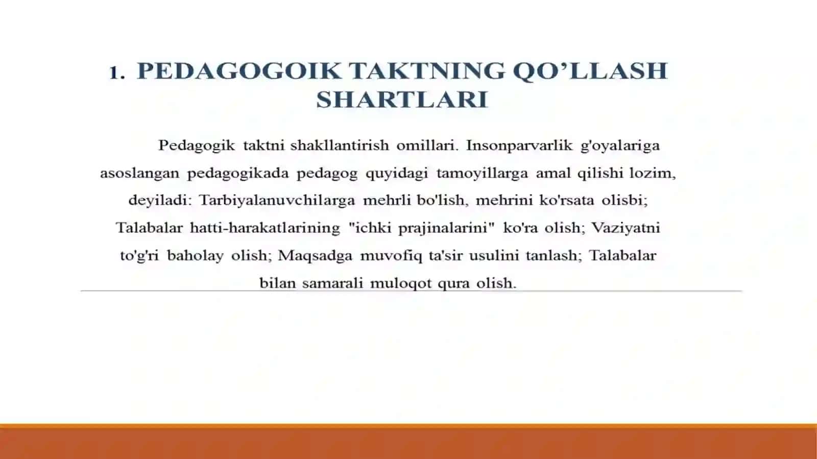 Pedagogik taktni qoʻllash shartlari 4