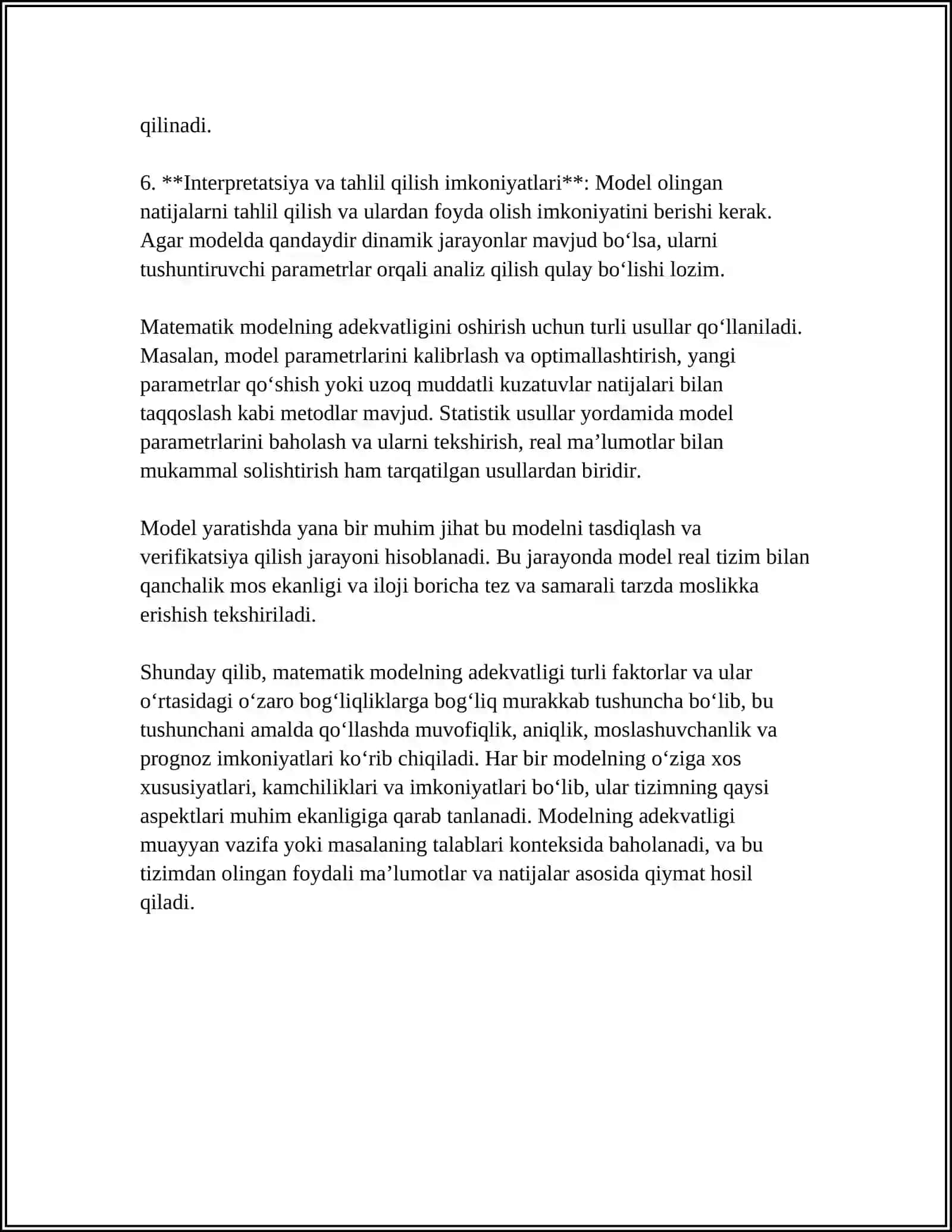 MATEMATIK MODELLARNING ADEKVATLIGI 4
