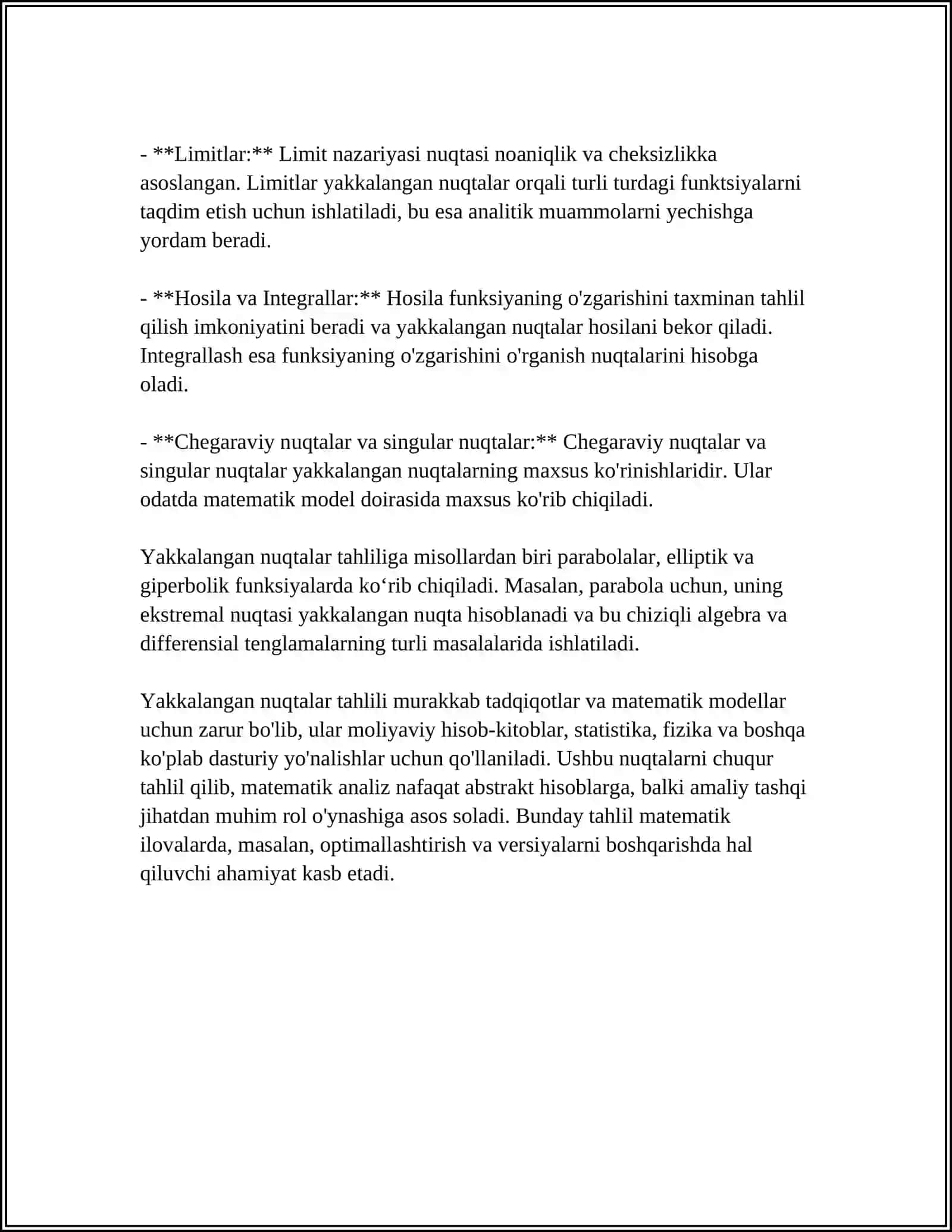 YAKKALANGAN MAHSUS NUQTALAR VA ULARNI KLASIFIKATSIYASI. TEYLOR VA LORAN QATORLARI 4