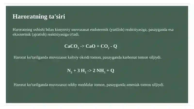 Kimyoviy muvozanat va uning siljishi 4
