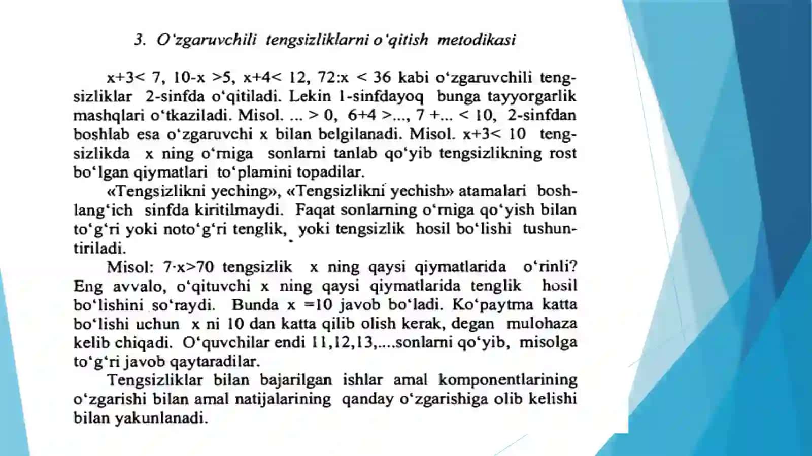 Algebraik materiallarni o‘rganish metodikasi 4