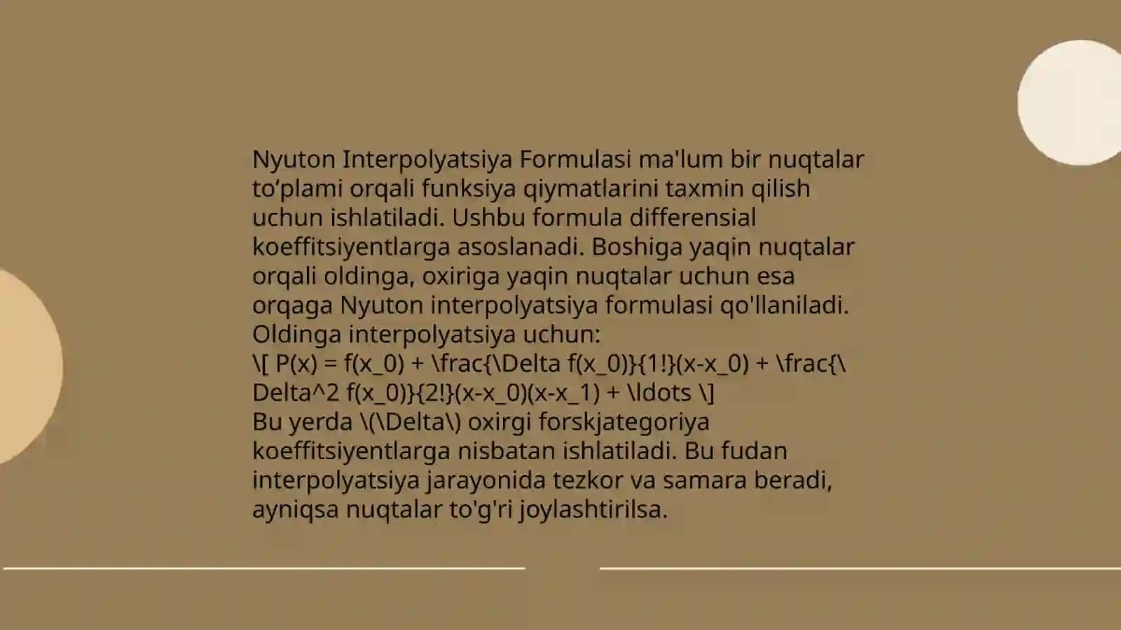 Interpolyatsiyalash formulalari 4